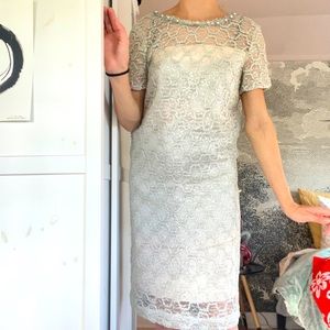 Vintage 60s brocade pearl shift dress. SM